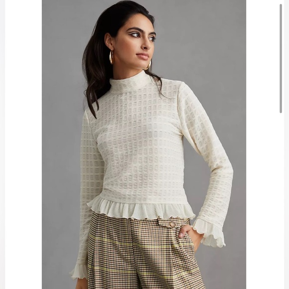 ANTHROPOLOGIE: Block Ruffle Top - Picture 1 of 3